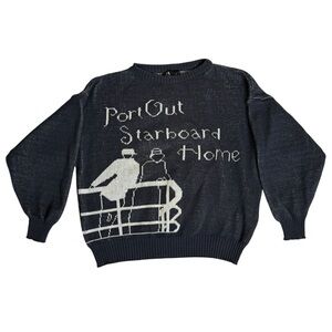 Vintage Dunhill London Knit Port Out Starboard Home Sweater Navy Blue Mens Small